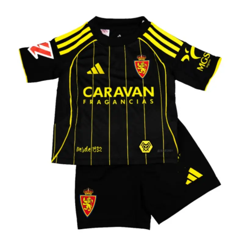 Camiseta Real Zaragoza 2025/2026 Away Negro Niño Kit con Parche La Liga