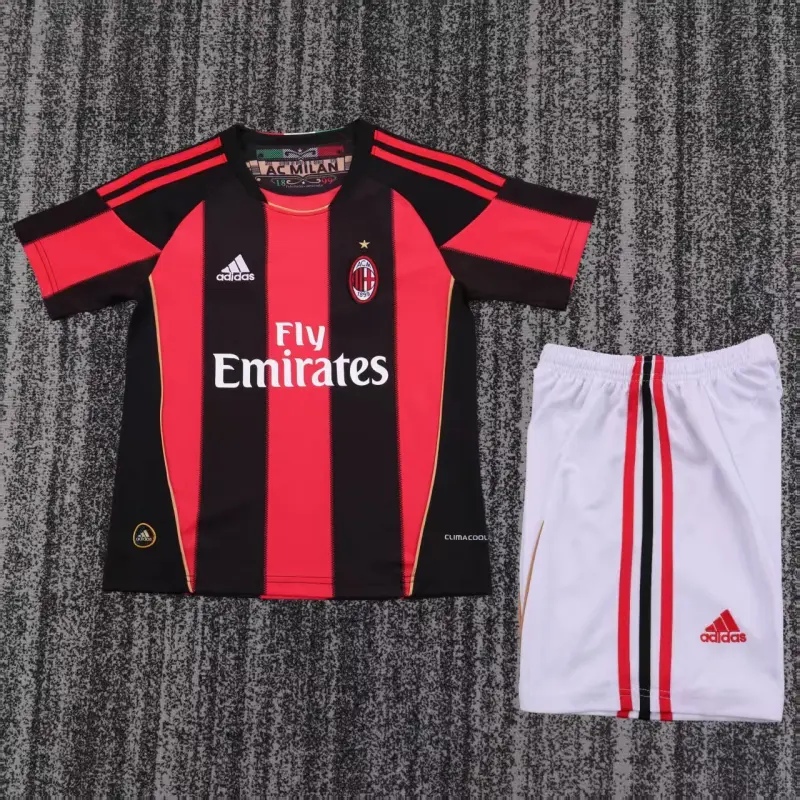 Camiseta AC Milan 2011/12 Home Retro Negro/Rojo Niño Kit