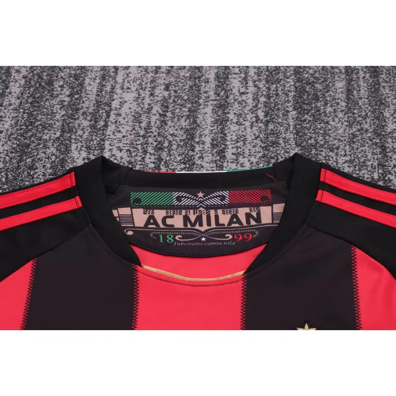 Camiseta AC Milan 2011/12 Home Retro Negro/Rojo Niño Kit