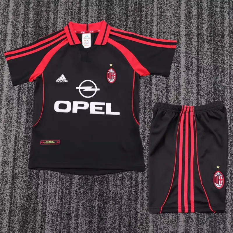 Camiseta AC Milan 2000/01 Third Retro Negro/Rojo Niño Kit