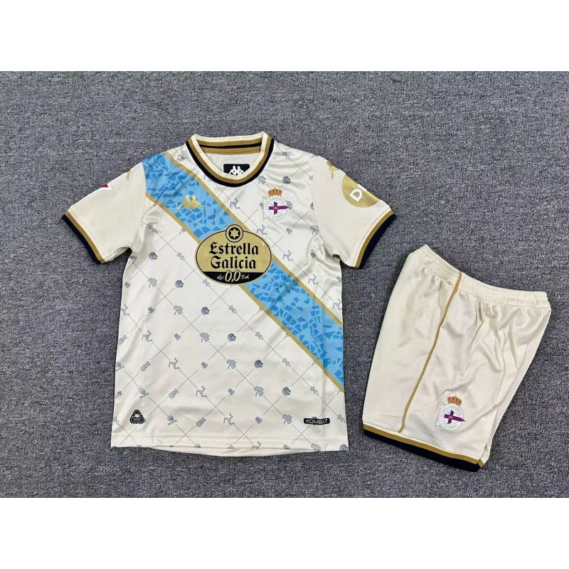 Camiseta Deportivo de La Coruña 2025/2026 Third Blanco Roto Niño Kit con Parche La Liga