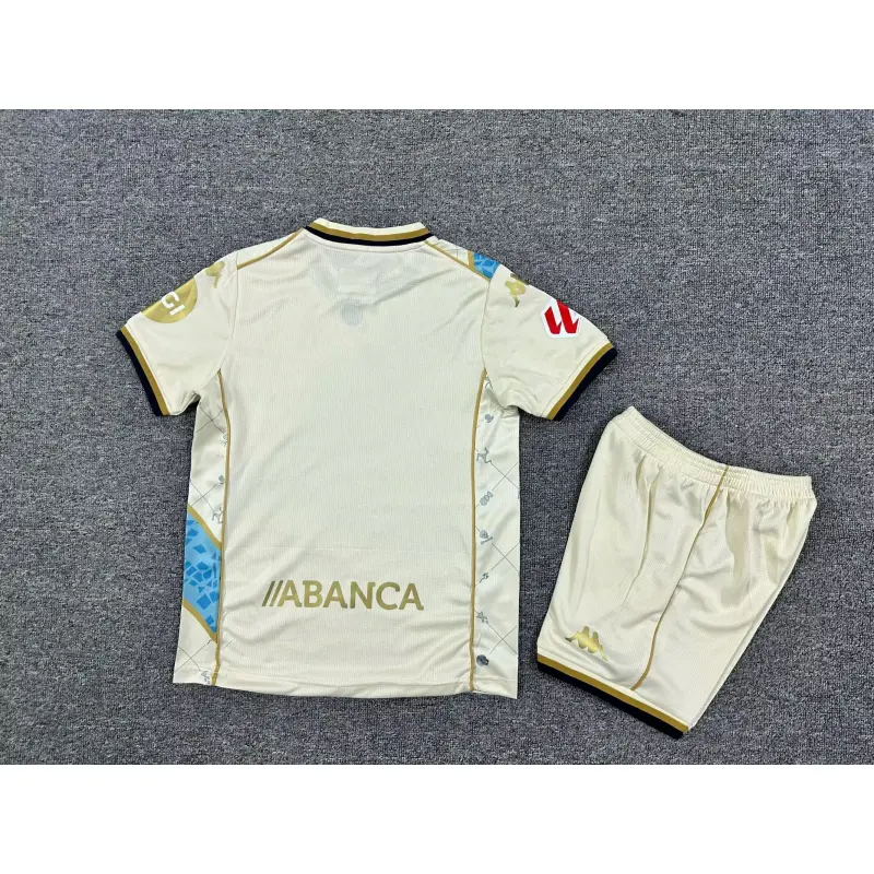 Camiseta Deportivo de La Coruña 2025/2026 Third Blanco Roto Niño Kit con Parche La Liga