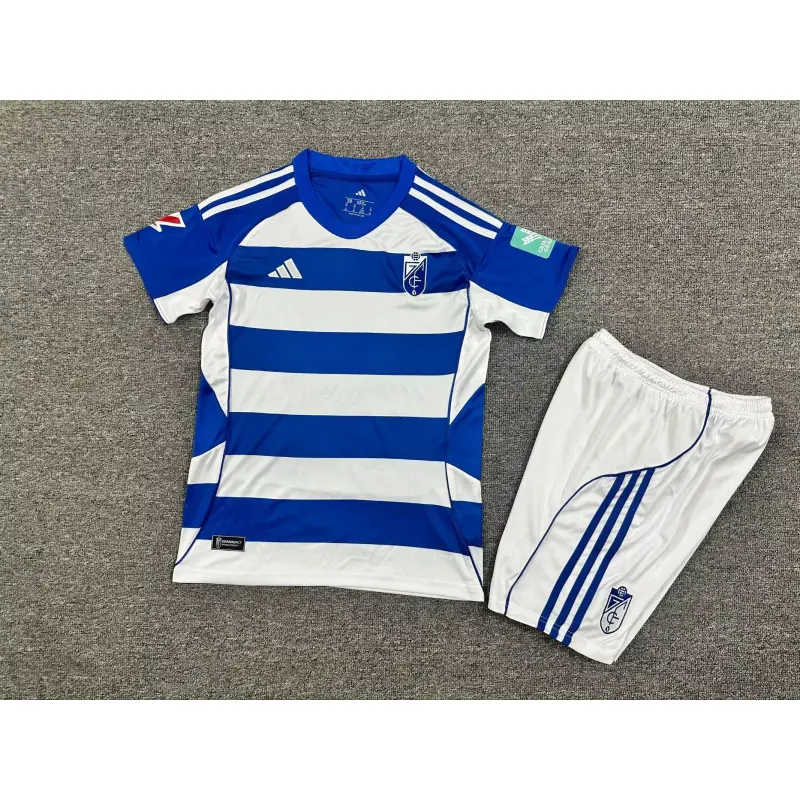 Camiseta Granada 2025/2026 Away Azul/Blanco Niño Kit con Parche La Liga