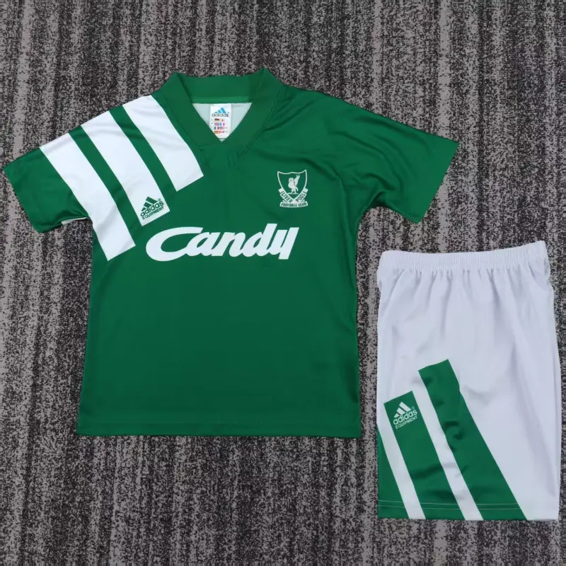 Camiseta Liverpool 1991/92 Away Retro Verde/Blanco Niño Kit