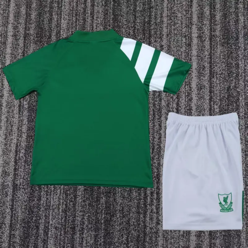 Camiseta Liverpool 1991/92 Away Retro Verde/Blanco Niño Kit
