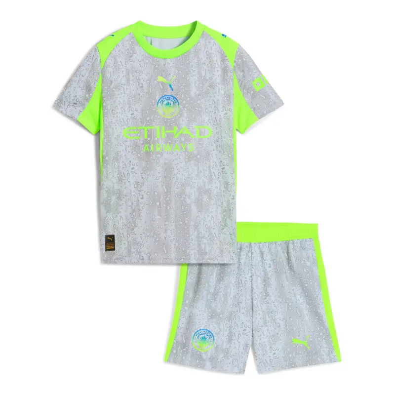 Camiseta Manchester City 2025/2026 Third Gris/Verde Neón Niño Kit