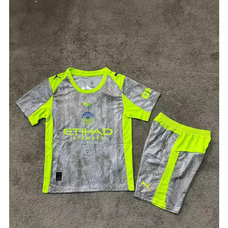 Camiseta Manchester City 2025/2026 Third Gris/Verde Neón Niño Kit