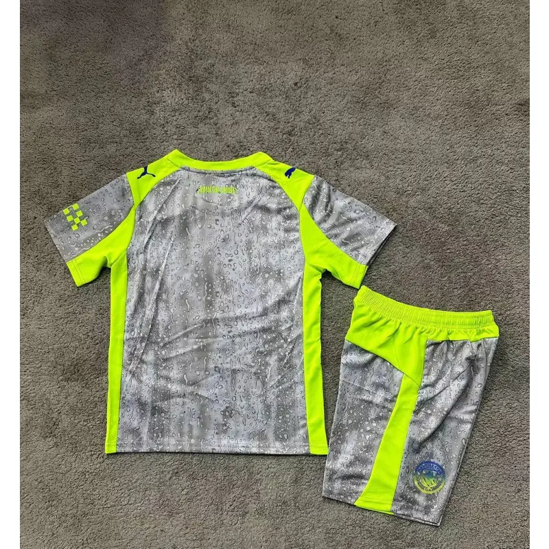 Camiseta Manchester City 2025/2026 Third Gris/Verde Neón Niño Kit