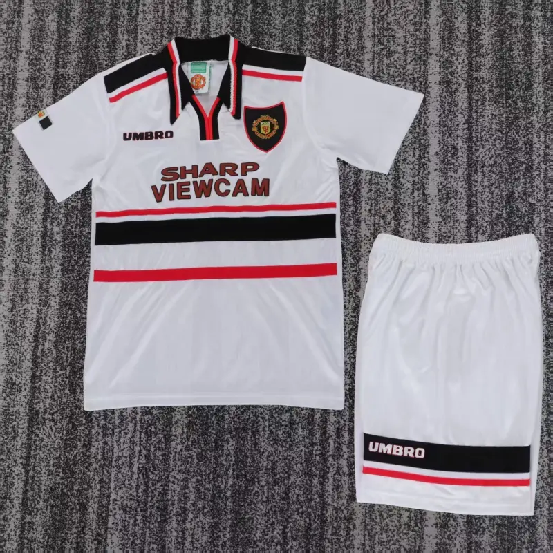 Camiseta Manchester United 1998/99 Away Retro Blanco Niño Kit