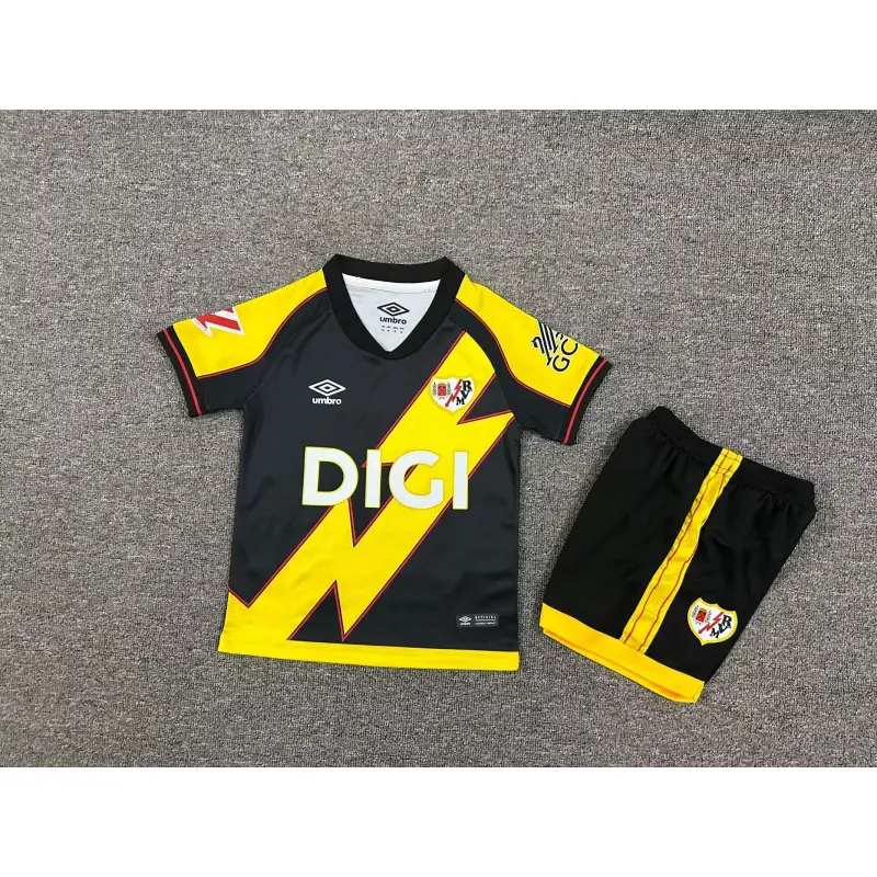 Camiseta Rayo Vallecano 2025/2026 Third Amarillo/Negro Niño Kit con Parche La Liga