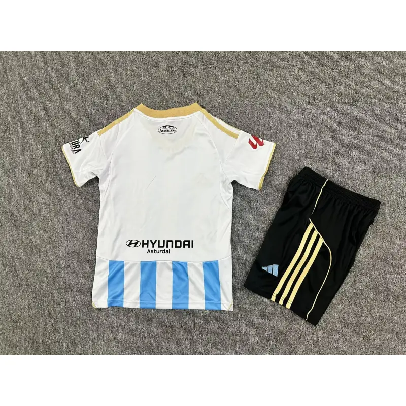 Camiseta Real Oviedo 2025/2026 Third Azul/Blanco Niño Kit con Parche La Liga