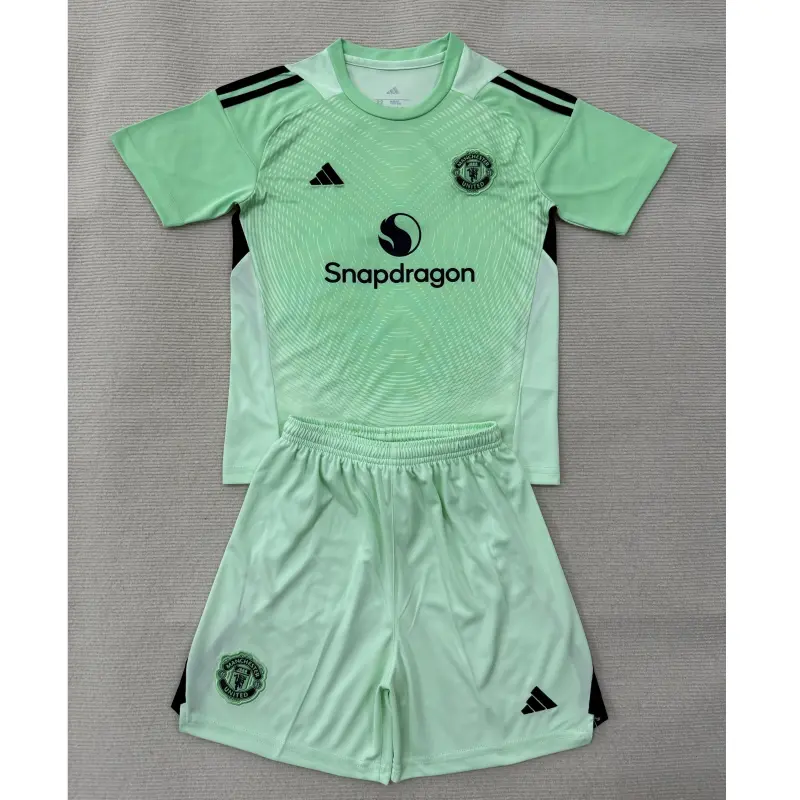 Camiseta de Portero Manchester United 2025/2026 Verde Claro/Negro Niño Kit