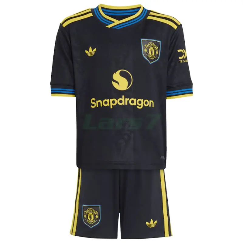 Camiseta Manchester United 2025/2026 Third Negro Niño Kit