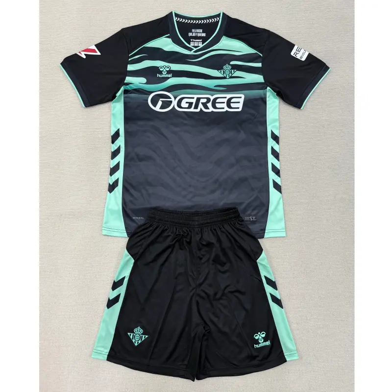 Camiseta Real Betis 2025/2026 Third Negro Niño Kit con Parche La Liga