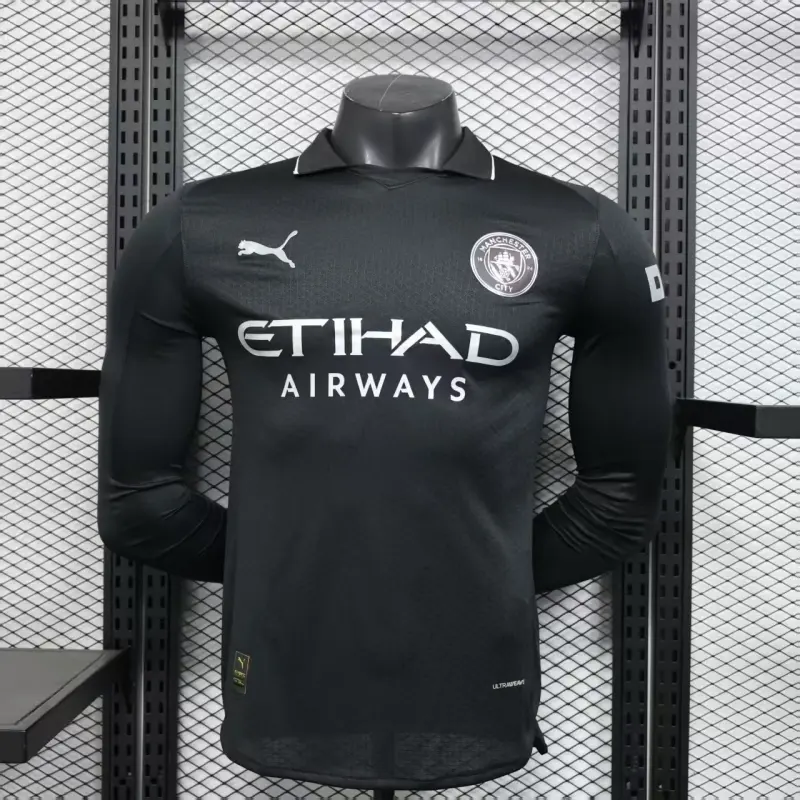 Camiseta Manchester City 2025/2026 Away ML Negro (EDICIÓN JUGADOR)