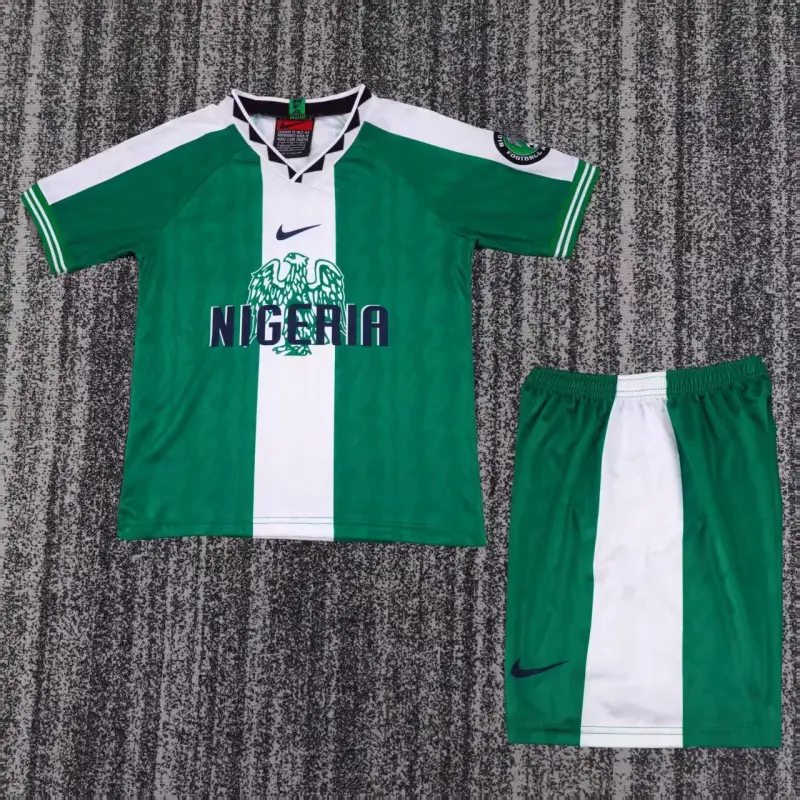 Camiseta Nigeria 1996 Home Retro Verde/Blanco Niño Kit