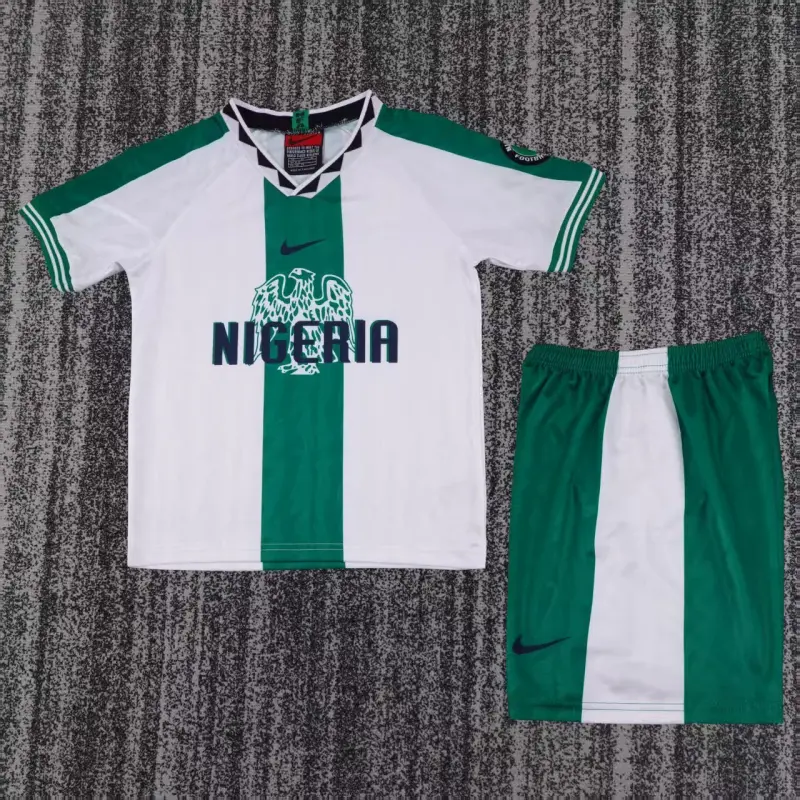 Camiseta Nigeria 1996 Away Retro Blanco/Verde Niño Kit