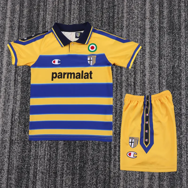 Camiseta Parma Calcio 1999/00 Home Retro Amarillo/Azul Niño Kit