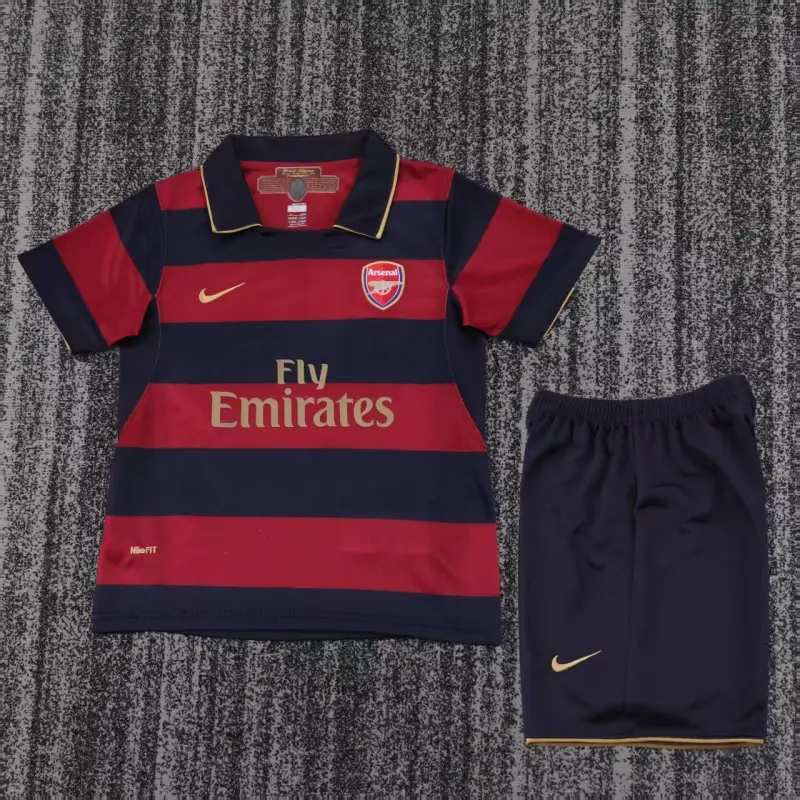 Camiseta Arsenal 2007/08 Third Retro Rojo Oscuro/Negro Niño Kit Camiseta Arsenal 2007/08 Third Retro Rojo Oscuro/Negro Niño Kit
