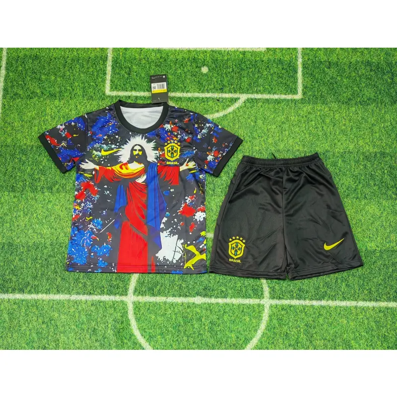 Camiseta Brasil 2025 Especial Edición Negro/Azul/Rojo Niño Kit Camiseta Brasil 2025 Especial Edición Negro/Azul/Rojo Niño Kit
