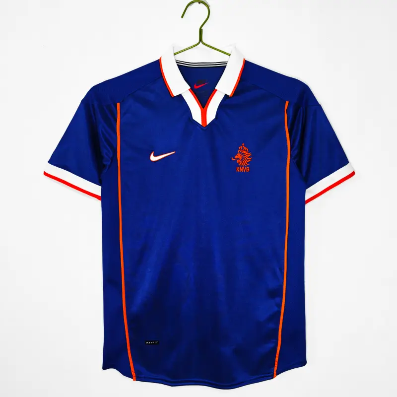 Camiseta Holanda 1998 Away Retro Azul Camiseta Holanda 1998 Away Retro Azul