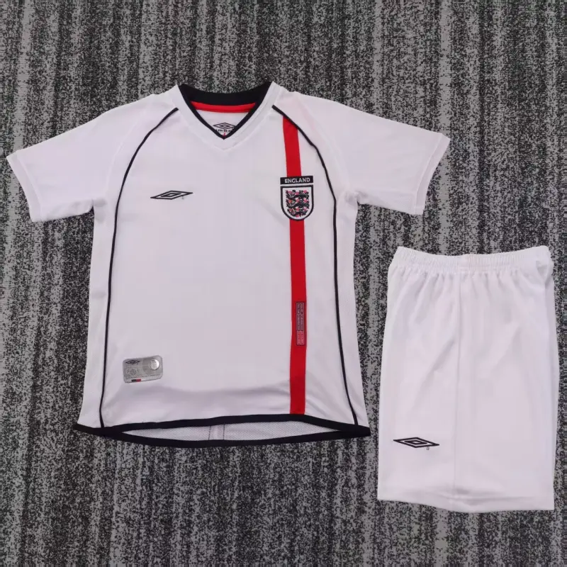 Camiseta Inglaterra 2002 Home Retro Blanco Niño Kit