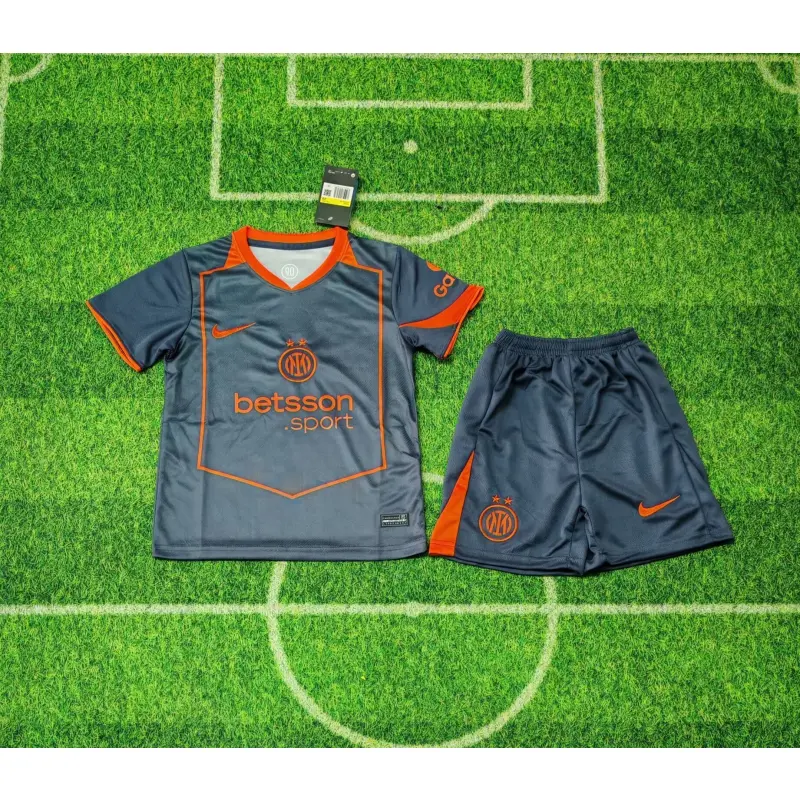 Camiseta Inter de Milan 2025/2026 Third Gris/Naranja Niño Kit Camiseta Inter de Milan 2025/2026 Third Gris/Naranja Niño Kit