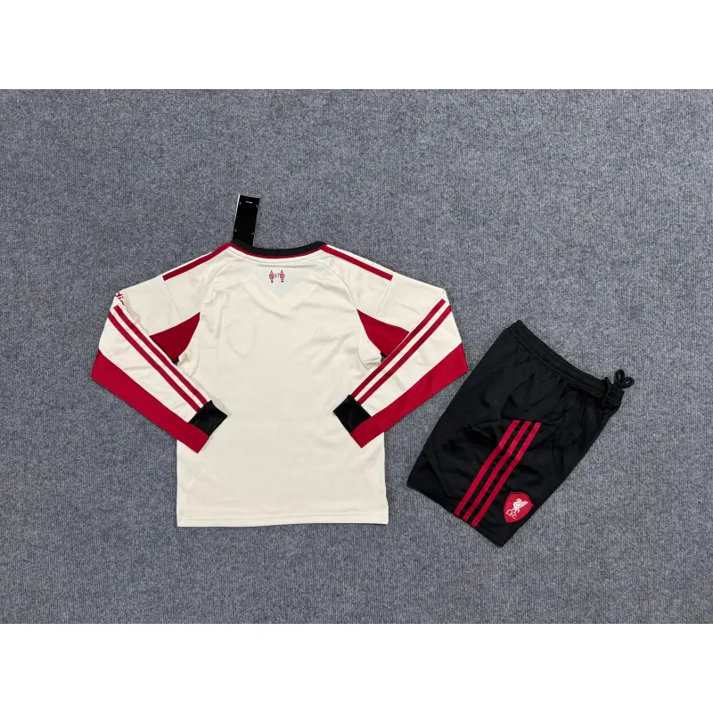 Camiseta Liverpool 2025/2026 Away ML Blanco Niño Kit