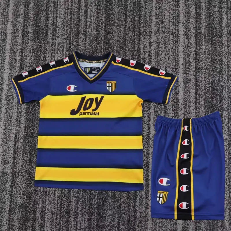 Camiseta Parma Calcio 2001/02 Home Retro Amarillo/Azul Niño Kit