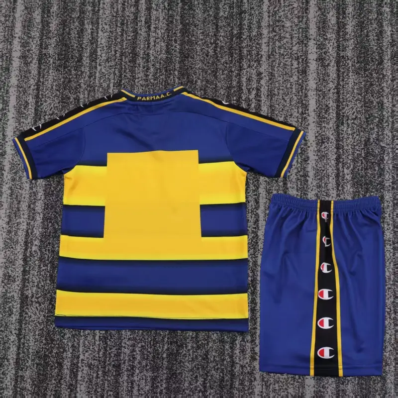 Camiseta Parma Calcio 2001/02 Home Retro Amarillo/Azul Niño Kit