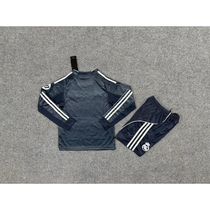 Camiseta Real Madrid 2025/2026 Away ML Azul Marino Niño Kit con Parche HP