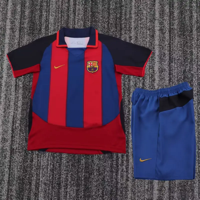 Camiseta Barcelona 2003/04 Home Retro Rojo/Azul Niño Kit