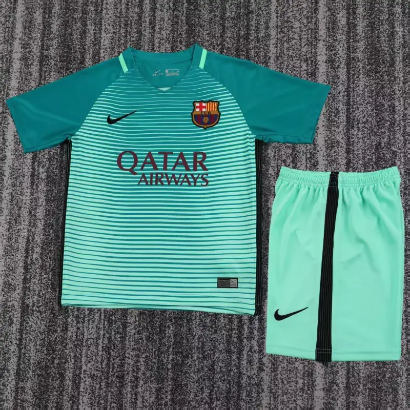 Camiseta Barcelona 2016/17 Third Retro Verde Niño Kit