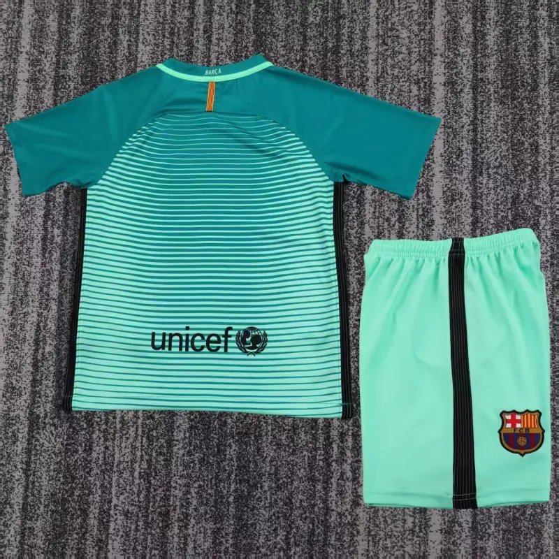 Camiseta Barcelona 2016/17 Third Retro Verde Niño Kit
