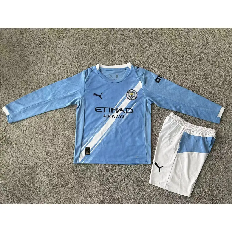 Camiseta Manchester City 2025/2026 Home ML Azul Niño Kit Camiseta Manchester City 2025/2026 Home ML Azul Niño Kit