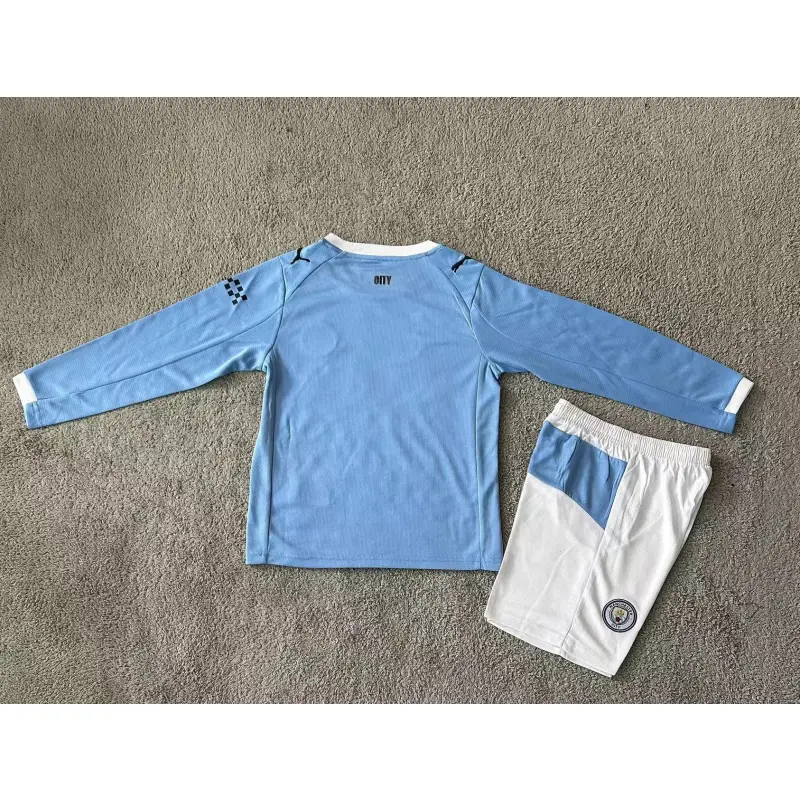 Camiseta Manchester City 2025/2026 Home ML Azul Niño Kit