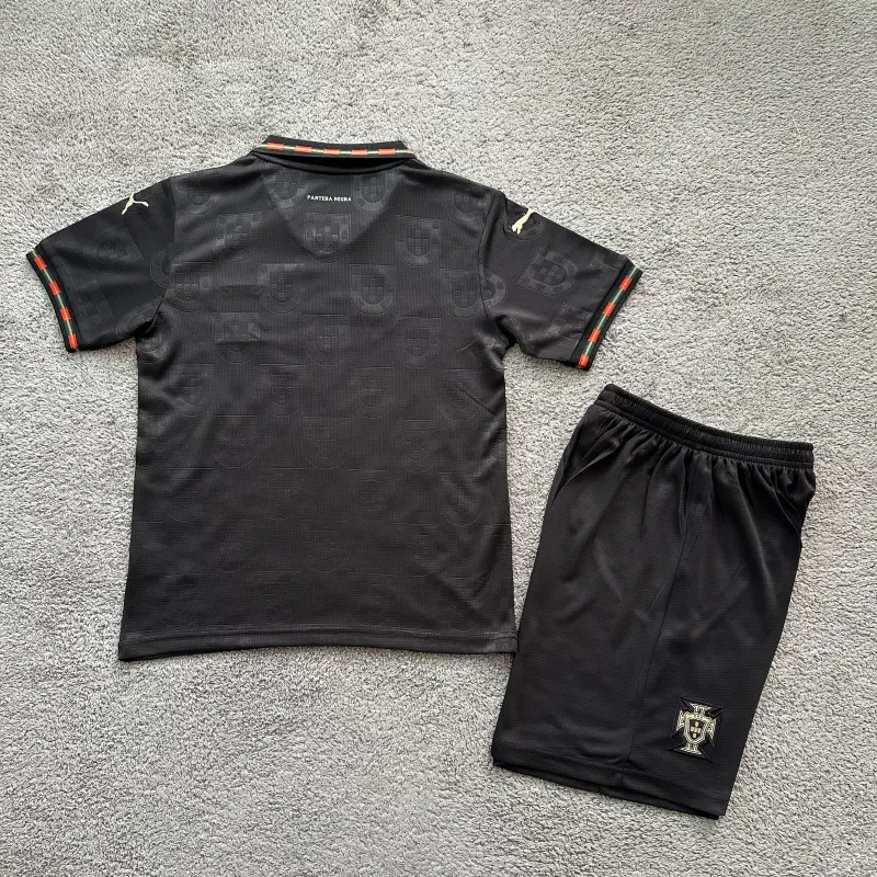 Camiseta Portugal 2026 Negro Niño Kit