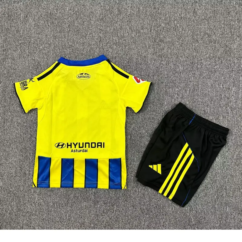 Camiseta Real Oviedo 2025/2026 Away Azul/Amarillo Niño Kit con Parche La Liga