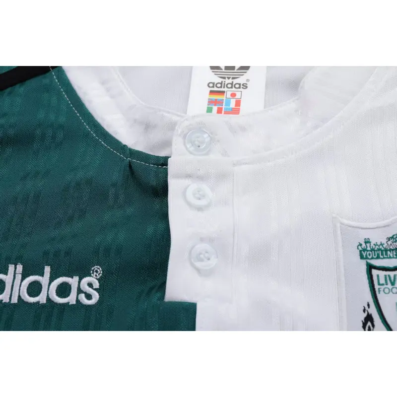 Camiseta Liverpool 1995/96 Away Retro Blanco/Verde Niño Kit