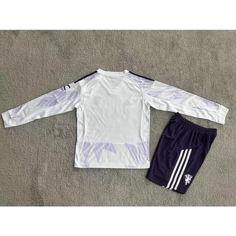 Camiseta Manchester United 2025/2026 Away ML Blanco Niño Kit