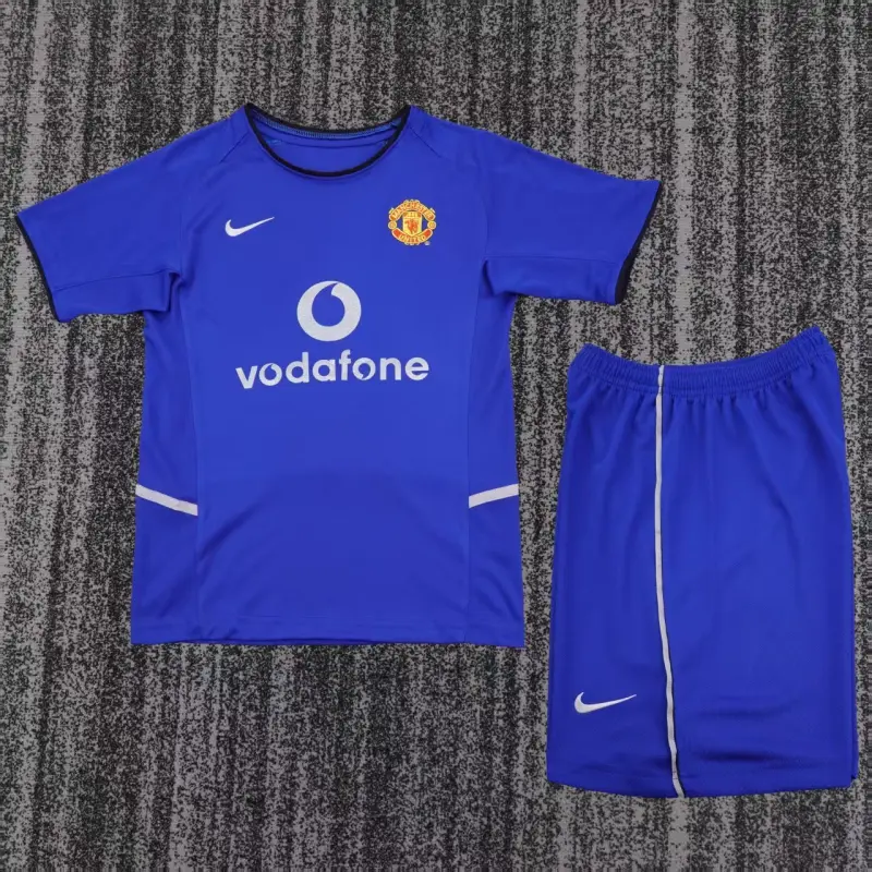 Camiseta Manchester United 2002/03 Third Retro Azul Niño Kit