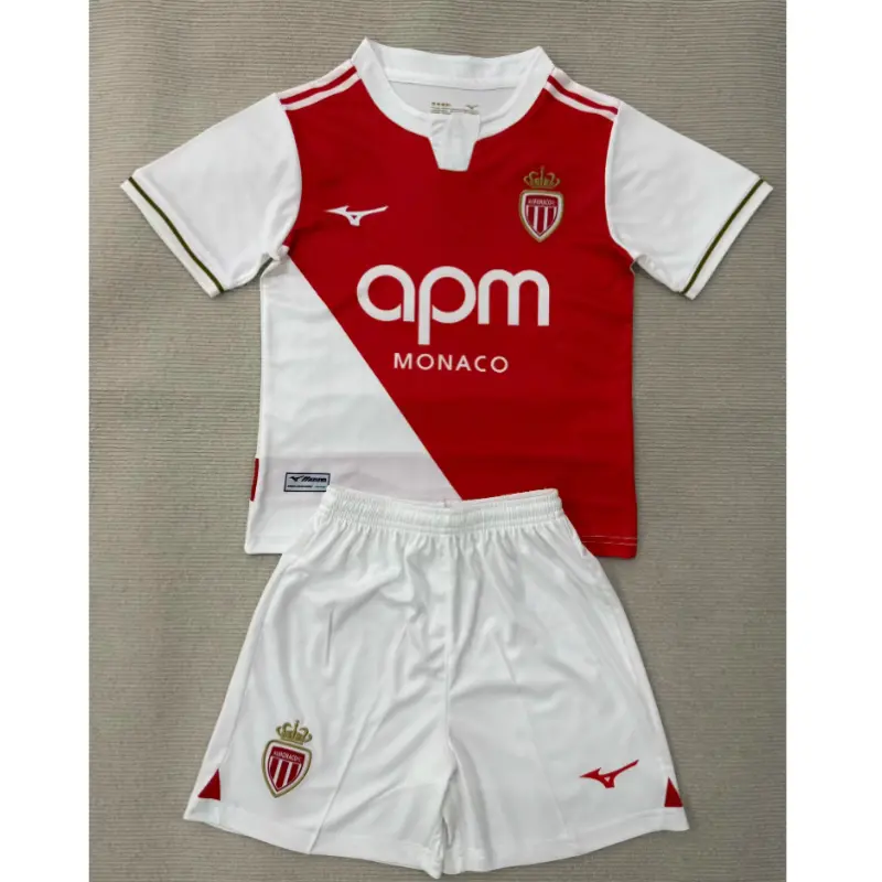 Camiseta Monaco 2025/2026 Home Rojo/Blanco Niño Kit
