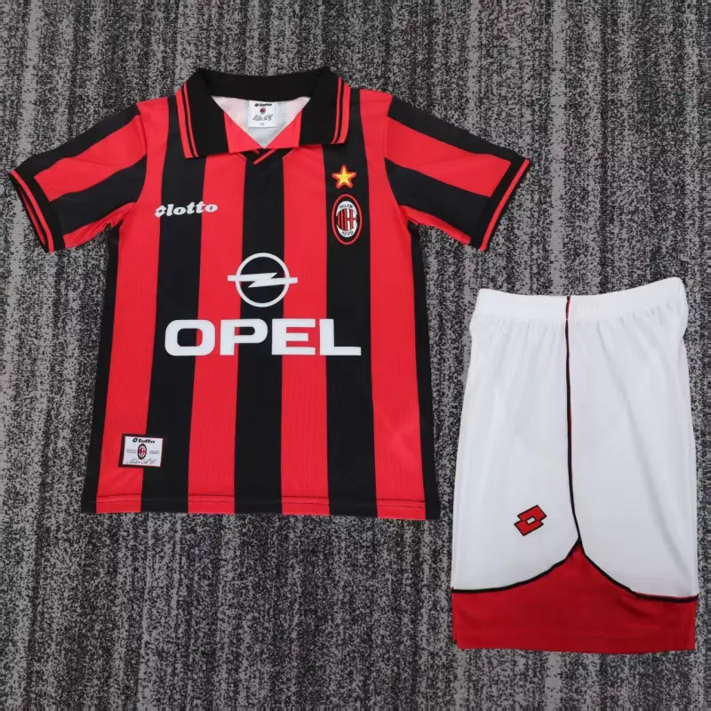 Camiseta AC Milan 1997/98 Home Retro Rojo/Negro Niño Kit