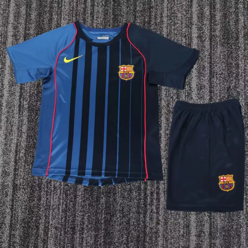Camiseta Barcelona 2004/05 Away Retro Azul/Azul Marino Niño Kit