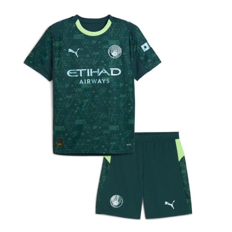 Camiseta Manchester City 2025/2026 4th Verde Niño Kit