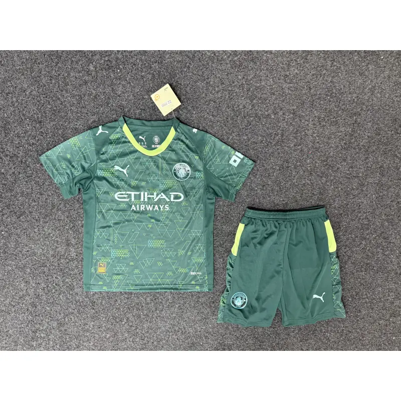 Camiseta Manchester City 2025/2026 4th Verde Niño Kit