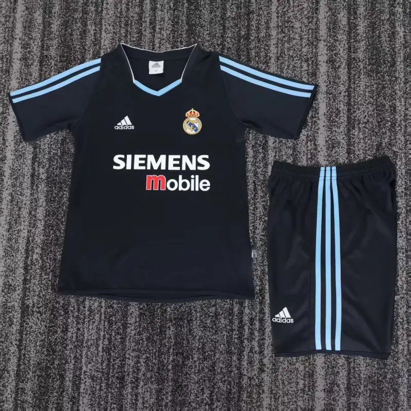 Camiseta Real Madrid 2003/04 Away Retro Negro Niño Kit