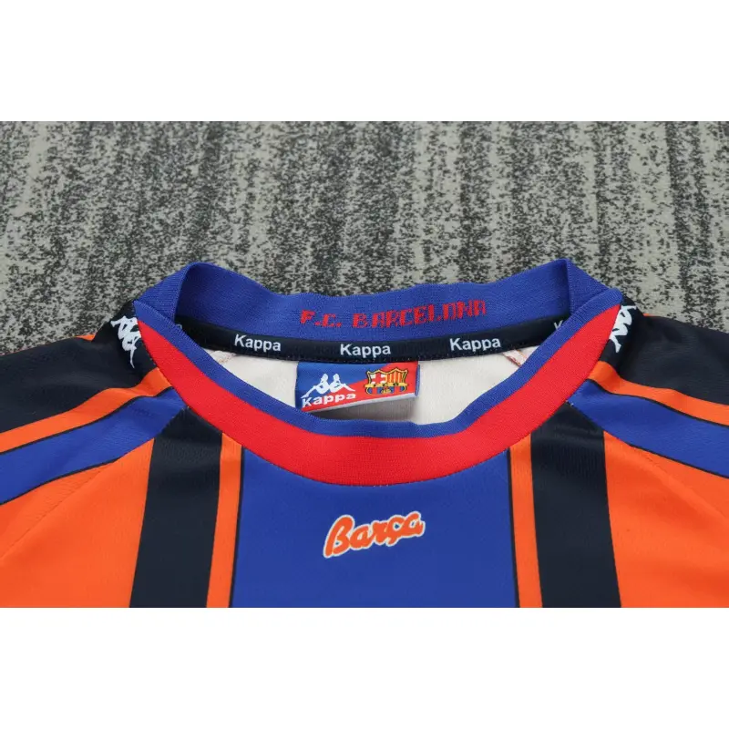 Camiseta Barcelona 1997/98 Away Retro Naranja/Azul Niño Kit