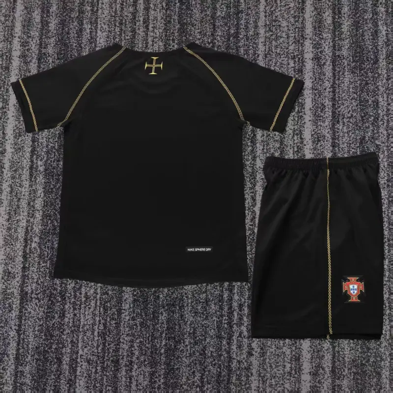 Camiseta Portugal 2006 Away Retro Negro Niño Kit
