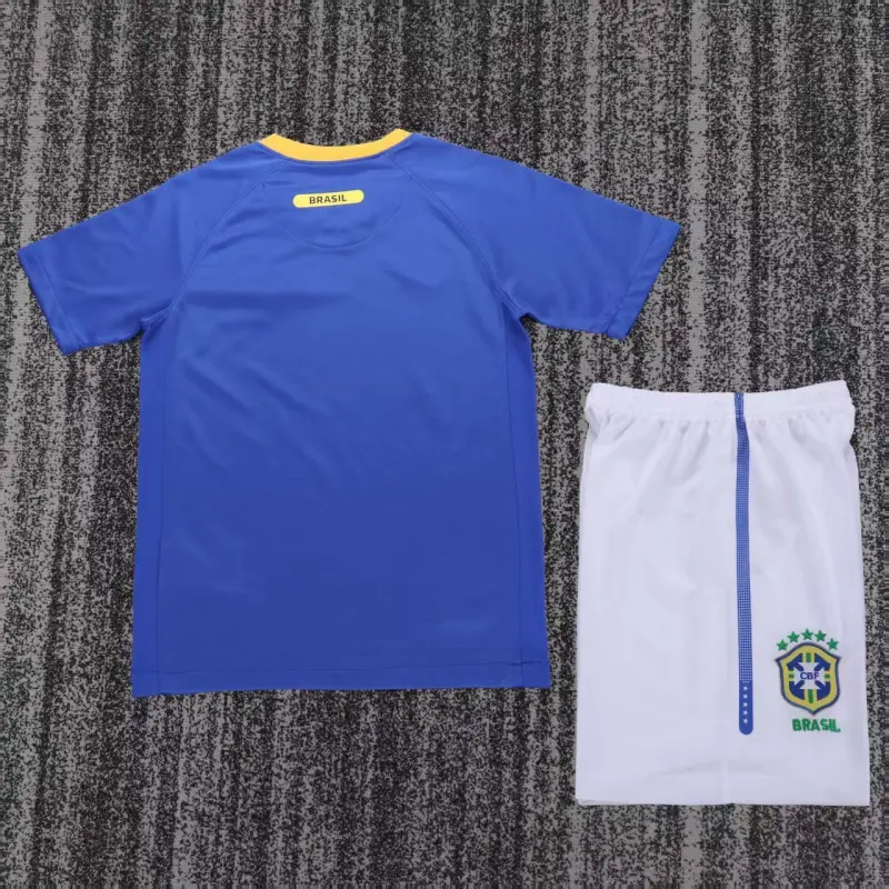 Camiseta Brasil 2010 Away Retro Azul Niño Kit
